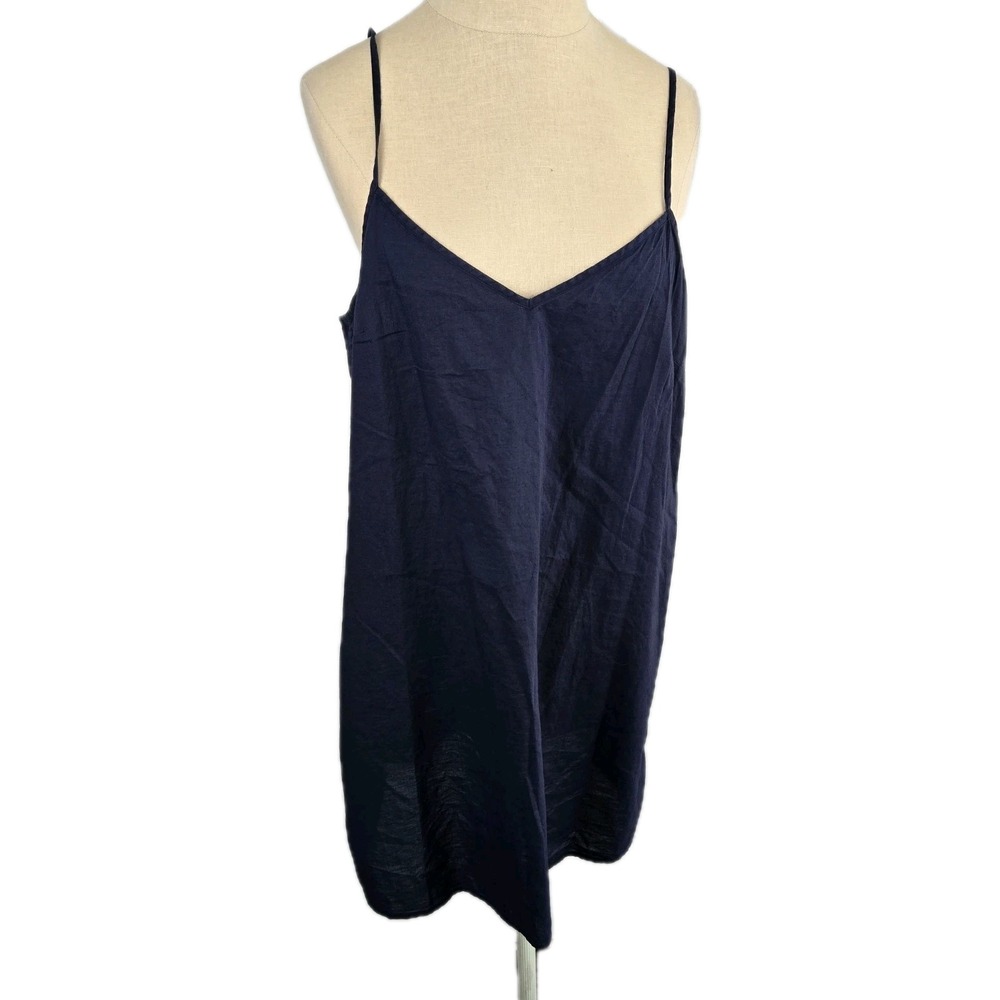 J.Crew Navy Blue Cotton Slip Nightgown Size L Re-imagined V Neck